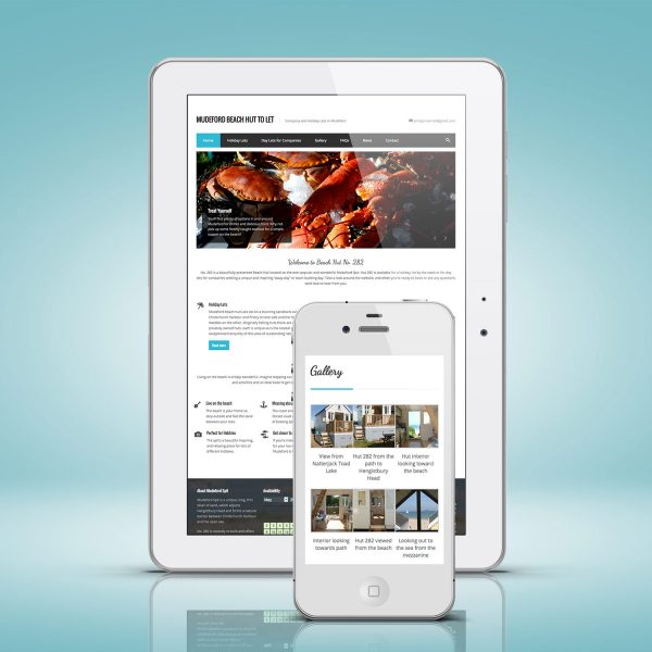 The responsive website design demonstrated on tablet and smartphone