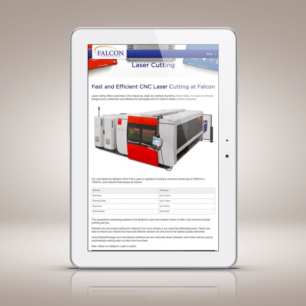 The new website showing the responsive changes when viewed on a tablet