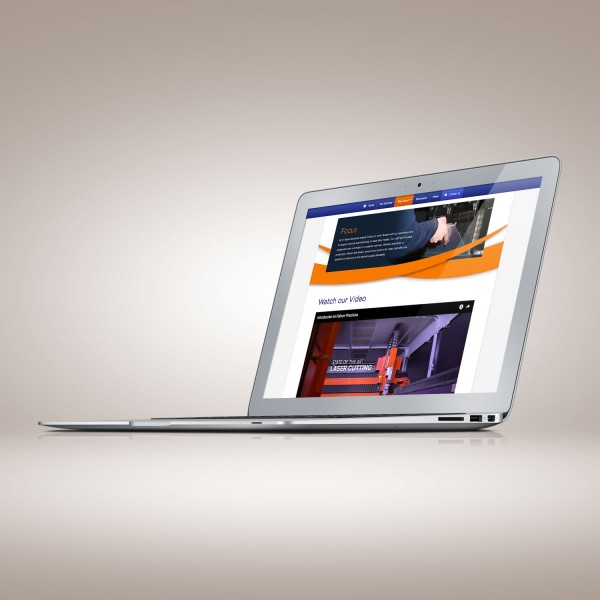 The Falcon Precision website design viewed on a laptop