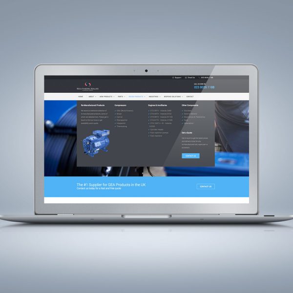 Southern Sales Website showing mega menu hover